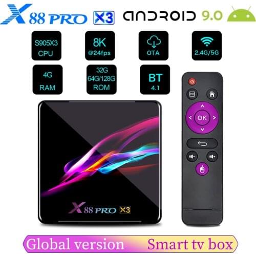 X88 PRO X3 Android 9.0 TV Box Amlogic S905X3 Quad core 5G Wifi 4K 4GB 128GB Google Media YouTube 64GB 32GB Smart tv box android