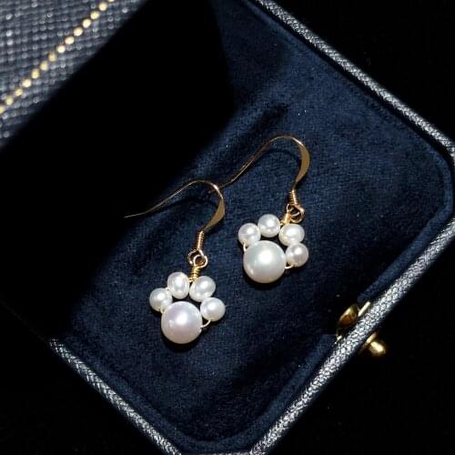 Lii Ji Cat Paw Freshwater Pearl Earrings 14K Gold Filled Handmade Jewelry For Women Girls Sweet Gift