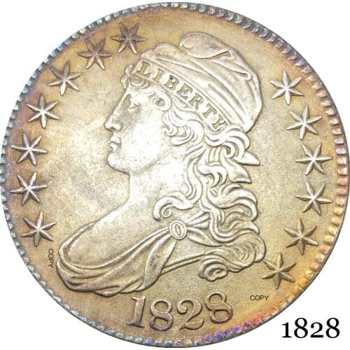 United States Of America Liberty Eagle 1828 50 Cents ½ Dollar Capped Bust Half Dollar Cupronickel Silver Plated Copy Coin