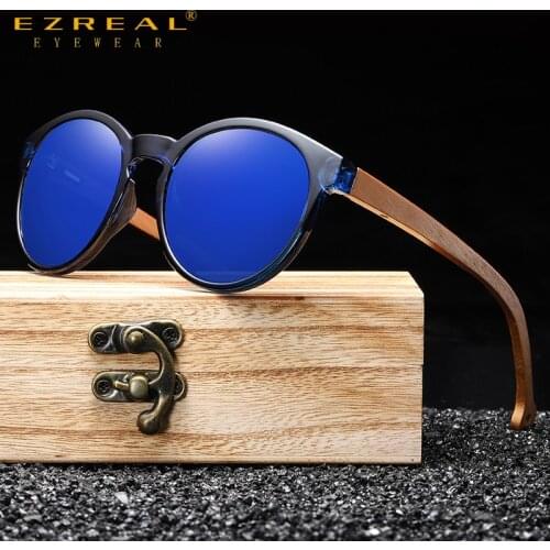 EZREAL Sunglasses Women Men Handmade Nature Bamboo Polarized Sunglasses New With Creative Wooden Gift Box
