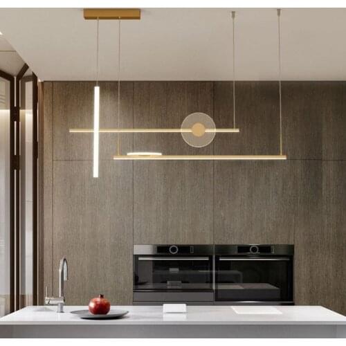 Modern black and gold chandelier Led acrylic Nordic minimalist lamp For Dining room Living room Kitchen Indoor chandeliers