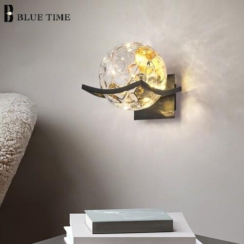 Glass Bedside Lights LED Wall Lights Home Indoor Lighting Modern Wall Lamps for Living Room Bedroom Decor LED Wall Sconces Light