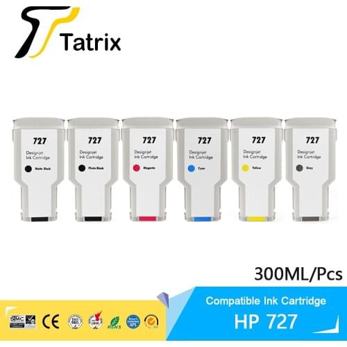 Tatrix 6Colors/Set For HP 727 Remanufactured Ink Cartridge For HP DesignJet T1530 T920 T1500 T2500 T930 T2530 Printer With Chip
