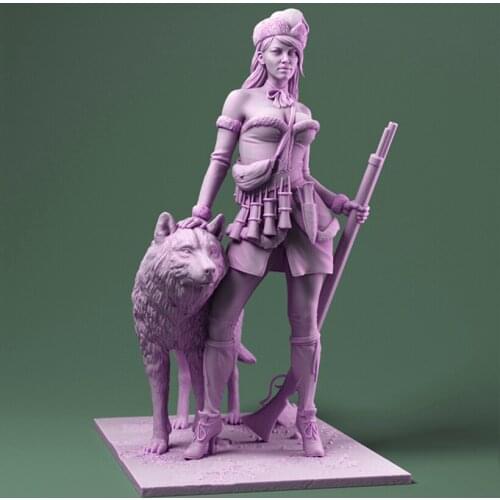Unassambled 1/24 ancient woman warrior stand Resin figure miniature model kits Unpainted
