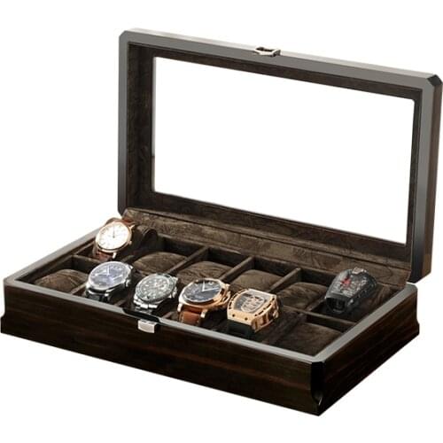 12 Slots Watch Boxes Storage Wood Lint Watches Display Window Box Case Convenient Glasses Jewelry Organizer