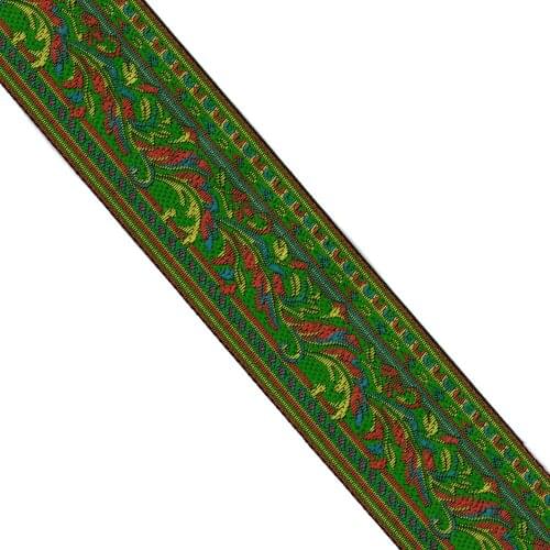 ZERZEEMOOY 2 inch 5cm 7yard/lot High Quality Woven Jacquard Ribbon Green Background Flower Straps And Belt Lace