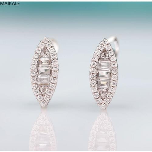MAIKALE New Trendy Cubic Zirconia Eye Shape Stud Earrings For Women Fine Jewelry Rose Gold Earrings Exquisite Jewelry For Gift