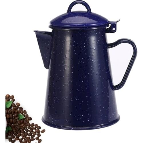1.2L Enamel Coffee Pot Hand Tea Water Kettle Teapot Vintage Home Decor Starry Sky Blue Teapot Cafe Tools