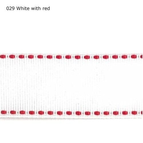 1" inch 25mm Red stitch White ribbon