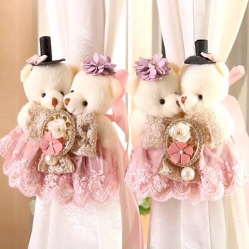 1 Pair Baby Kid cute Cartoon Bear Holder Nursery Buckle Clamp Hook Fastener Accessories Tie Rope for Bedroom Home Decor CA018&20