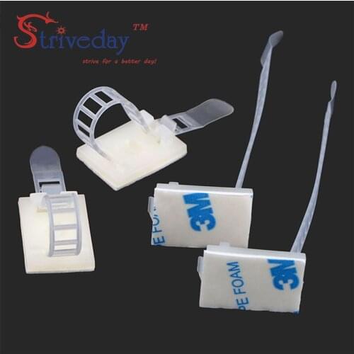 100pcs/lot Adjustable Cable clamps wire cable Tie Mounts Environmental protection Screw holes Adhesive Beamline Ties Mounts CL-2