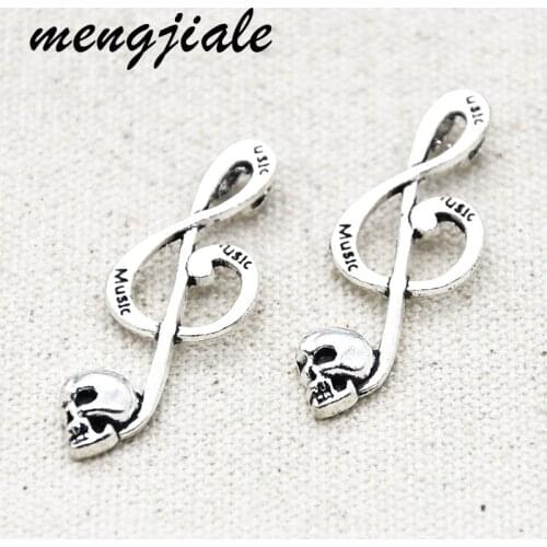 12pcs Retro Metal Zinc Alloy Skull Musical Note Pendant Charms Charms For DIY Handmade Crafts Jewelry Making 41*15mm