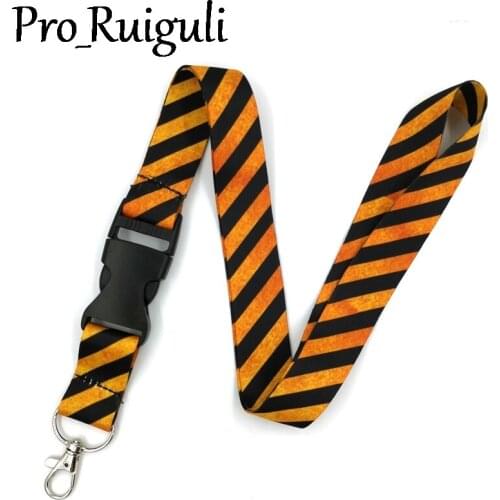 30pcs Warning lines Classical Style Lanyard For keys The 90s Phone Working Badge Holder Neck Strap With Phone webbingsribbon