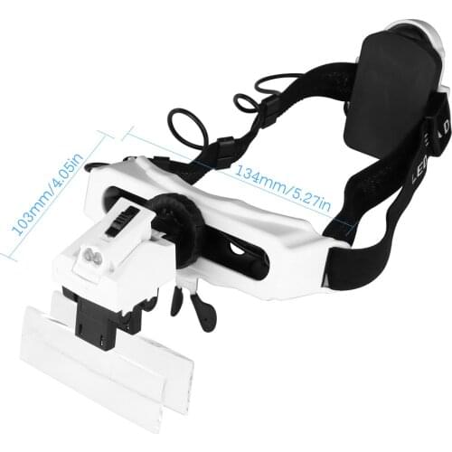 5/10/15/20X Magnifying Headset with LED Light Magnifying Glass Head Mounted Jewelry Loupe Magnifier with 2 LED Lights