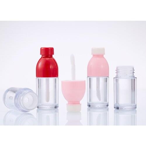 5Pcs Creative Beverage Bottle Shaped Empty Lip Gloss Tube Containers Clear Mini Refillable Lip Balm Bottles With Rubber Inserts