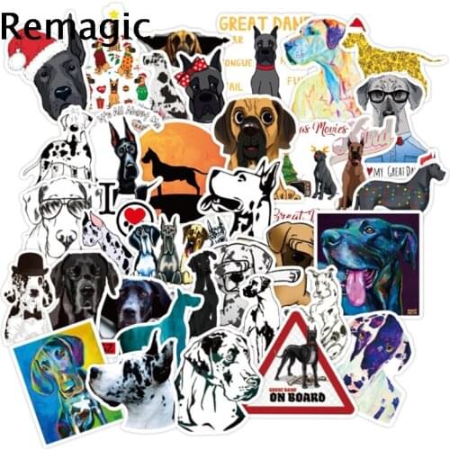 50pcs Great Dane Dogs Scrapbooking Stickers Packs Waterproof Skateboard Luggage Motorcycle Guitar Graffiti decals pasters gifts