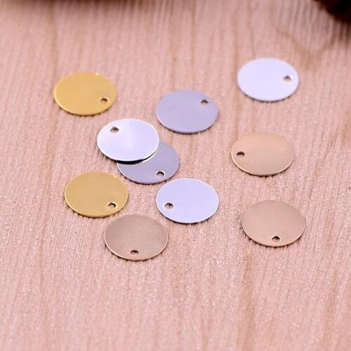 50pcs/lot 9mm copper material gold silver color blank Circular charm pendant accessories for bracelet DIY jewelry making