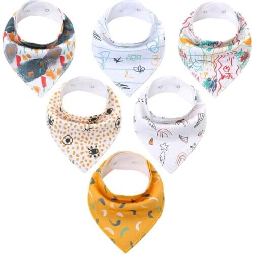 6Pcs/Set Baby Bibs Triangle Double Cotton Bibs Baby Boys Girls Feeding Smock Infant Cloth Baby Saliva Towel4