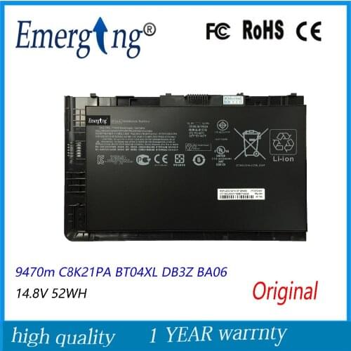 14.8v 52Wh New Original Laptop Battery for HP EliteBook Folio 9470 9470M Series HSTNN-IB3Z HSTNN-I10C BT04XL BA06 687517-1C1