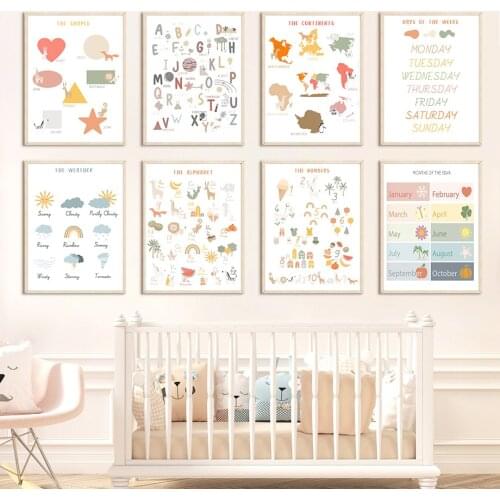 Alphabet Digital Meter Cartoon Animals Nursery Wall Art Canvas Painting Nordic Posters And Prints Wall Pictures Child Room Decor