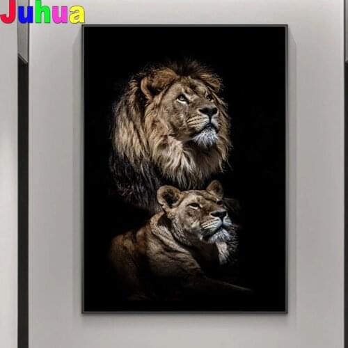 5d diy African Wild Lions diamond painting Full square drill mosaic Diamond set full round diamond Embroidery sale Animals Art