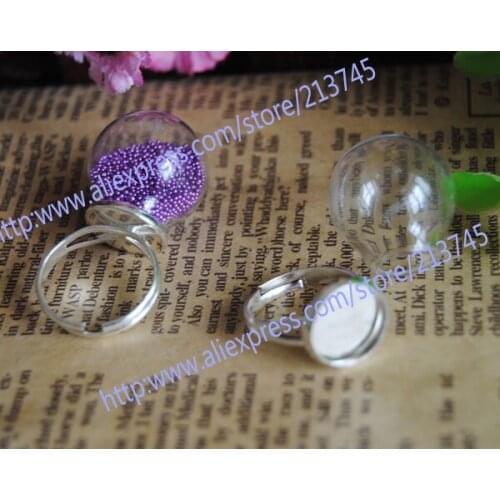 Free ship!!! 100sets/lot 20*12mm glass bubble & ring base DIY glass globe vial pendant