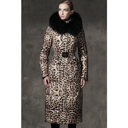 Royalcat Brand 2020 Winter Jacket Women White Duck Down Jackets Real Fur collar leopard thick long down Parka Womens Outerwear