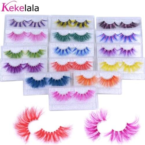 Extremely Long Soft Synthetic Fiber Vegan 5D Colored Eyelashes White Pink Purpl Large 3D Faux Mink Colorful Makeup Rainbow Lash