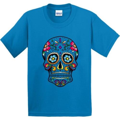 Children Flower Skull Head Design 100% Cotton T Shirt Boys/girls Brave You Funny Short Tops Kids Cool T-shirt, GKT043