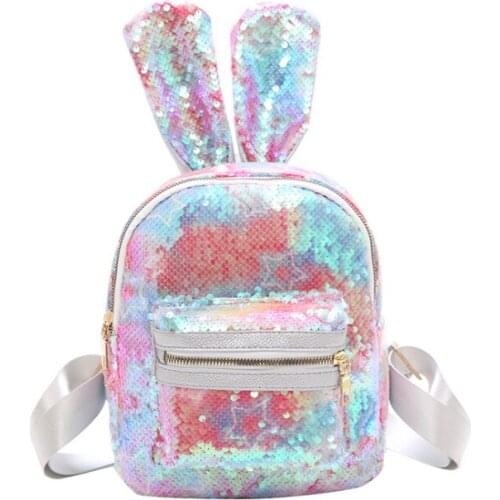 New 3D Cartoon kids rabbit ear bag pink backpack for children Plush school bags pu backpack for girls