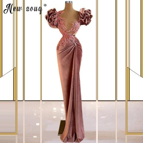 Special Design Muslim Long Prom Gowns Mermaid Arabic Formal Robe De Soiree Elastic Cocktail Dress Women Vestidos Custom