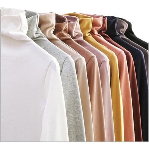 Women Plus Size Elasticity Bottoming T Shirt Women High Collar Long Sleeve Slim Fit Womens Tops Autumn Wild Tshirt