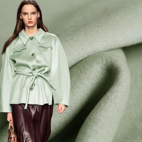 Pearlsilk Light Green Double-side 100%Australian Wool Fabrics Materials Textile Winter Women Overcoat Sewing Cloth Freeshipping