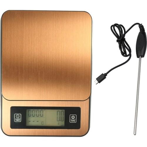 Timed Hand Made Coffee Electronic Kitchen Scales multifunctional balance digital weight scale + Temperature Probe LCD Display