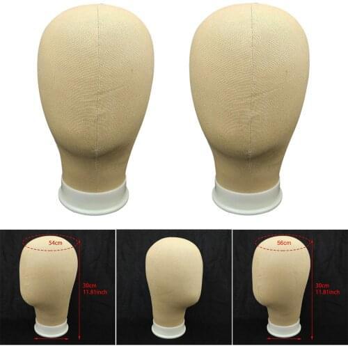 Canvas Block Training Mannequin Head Wig Head Styling Manikin Head With Mount Hole For Hair Styling Wig Hat Display Stand