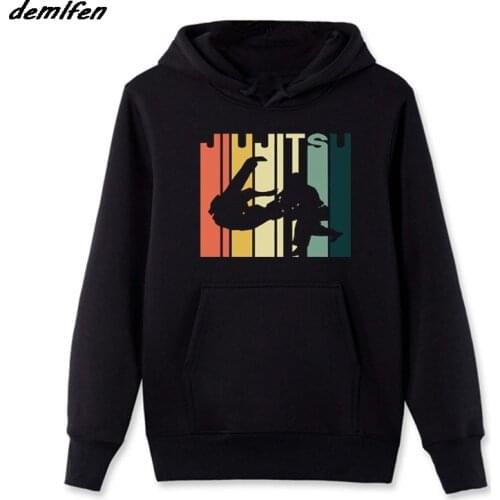 Jiu Jitsu Silhouette Bjj Brazilian Jiu Jitsu Retro Hoodie Hoody Fashion Casual High Quality Print Sweatshirt Hip Hop Coat Jacket