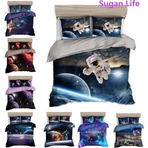 Outer Space Decor Duvet Cover Set Astronaut Between Planets Mars Neptune Jupiter Plasma Ethereal Sphere Picture 3pcs Bedding Set