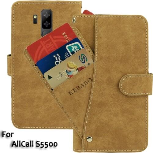 Leather Wallet AllCall S5500 Case 5.99" Flip Retro Luxury Front Card Slots Cases Cover Business Magnetic Phone Bags