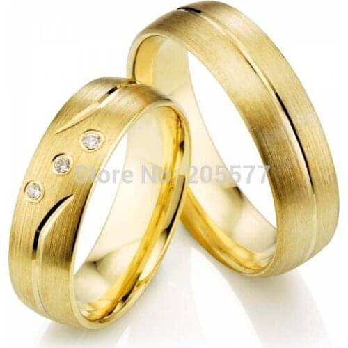 Beautiful New Diesign western style high quality Yellow Gold Plating Titanium wedding rings