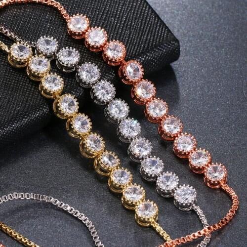 KSRA 2021 New Korean Trendy Round Crystal Zircon Bracelet For Women Happiness Wedding Bridal Jewelry Prom Bridesmaid Accessories