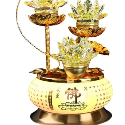 Lotus Lamp Lamp For Buddha Worship Plug-In Bodhisattva Colorful Crystal Buddha Lamp Guanyin Buddha Worshiping Lamp Buddha Lamp