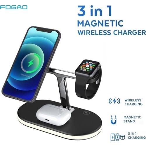 15W Wireless Charger Pad 3 in 1 Qi Fast Charging Dock Station for Apple Watch iWatch 6 5 4 3 AirPods Pro iPhone 12 11 XS XR X 8