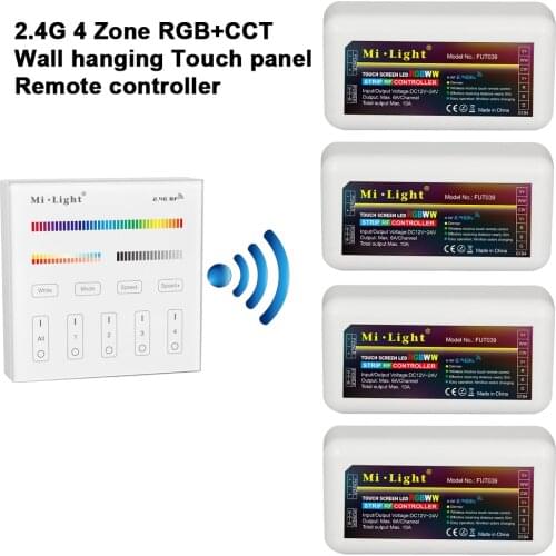 Mi Light 2.4G RGB+CCT Wall Hanging LED Touch Panel Remote Controller + 2.4G RGB+CCT LED Controller for Led Strip Bulb Downlight