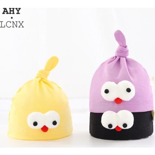 Fashion Korean Baby Hat Knot Cute Cartoon Bird Eyes Trendy Cotton Multicolor Hats Beanie Newborn Photography Props Accessories
