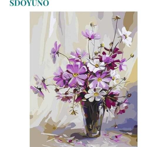 SDOYUNO 40x50cm Paint By Numbers Flowers DIY Painting By Numbers On Canvas Digital Hand Painting Frameless Home Decor