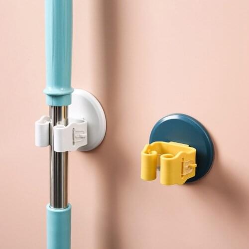Wall Mounted Mop Rack Hook Mop Sticky Hanger Clip Mop Shelf Holder Bathroom Kitchen Organizer Storage Holders Racks