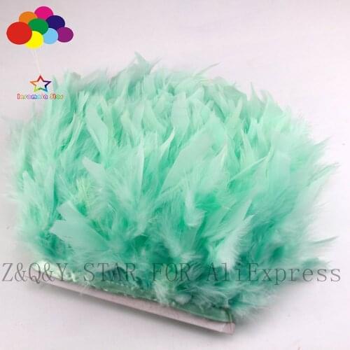 Natural turkey feather 10-15CM dyed mint green edging DIY stage performance costume craft jewelry feather