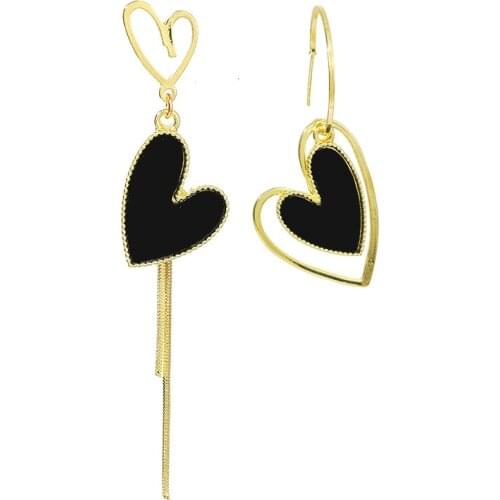 New Earrings Fashion Jewelry Asymmetric Heart Shaped Tassel Fashion Long Earrings Female Wholesale Kolczyki Earrings For Women