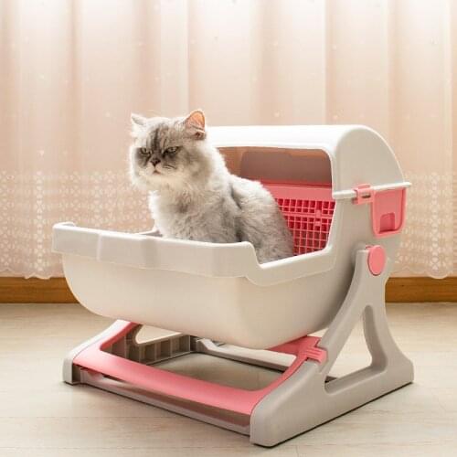 Extra Large Semi-automatic Cat Toilet Semi enclosed Drawer Type Cleaning Box Cat litter Box Furniture Pets Supplies