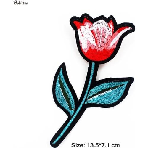 Size 13.5*7.1 cm Flower Embroidered Patches Iron on Transfers for Clothing Sewing Appliques for Girls Jacket Stickers